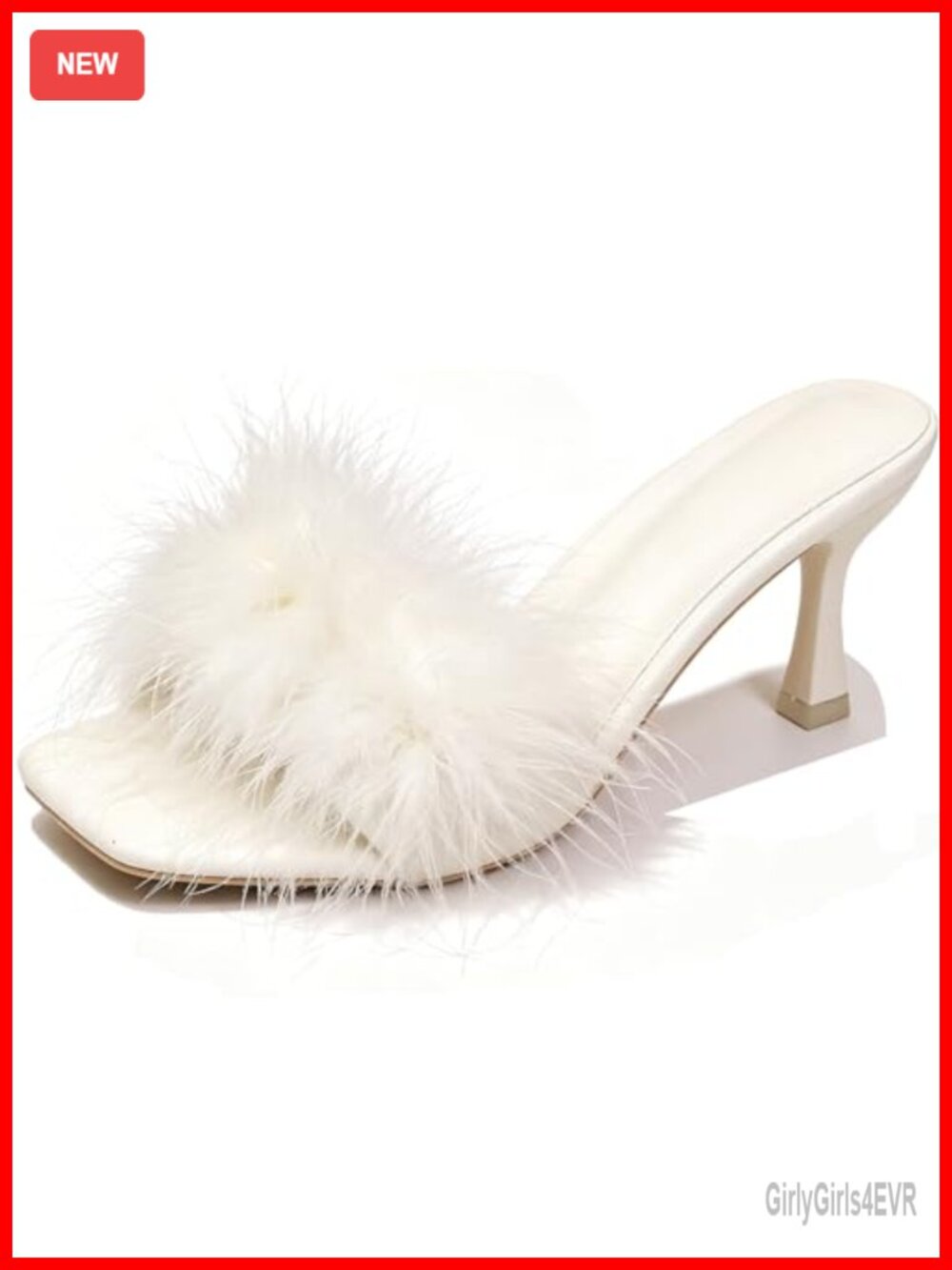 Faux Leather Feather Kitten Heel Sandals Square Open Toe Slip On Slides Party